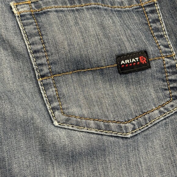 Ariat M4 FR Relaxed Boot Cut Jeans Mens 36x30 Blue Workwear Western Cowboy - Picture 10 of 16